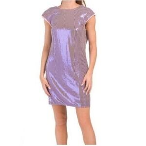 SHO‎ by Tadashi Shoji Cap Sleeves Sequin Women's Mini Dress in Purple Sz XXS